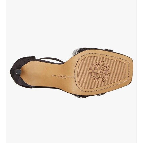 Vince Camuto Kalvira 2 Platform Heels Silver Rhinestone Black Satin Size 8 NWOB - Picture 3 of 15